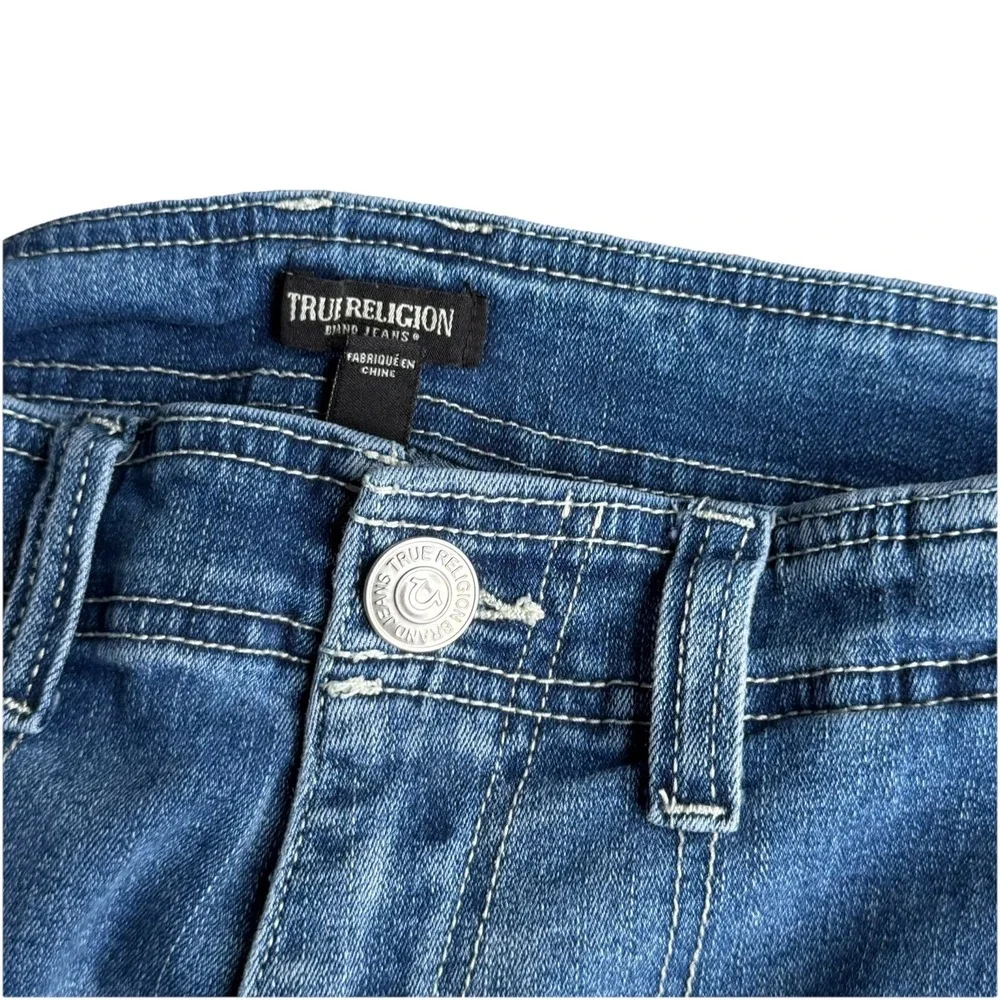 True Religion Cargo Carpenter Denim Jeans Size 31 Blue Zip 5-Pocket Women Y2K